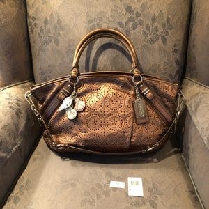 Coach Bronze Laser Cut Large Sophia #17003 & Leather Sea Shell Fob # 92910